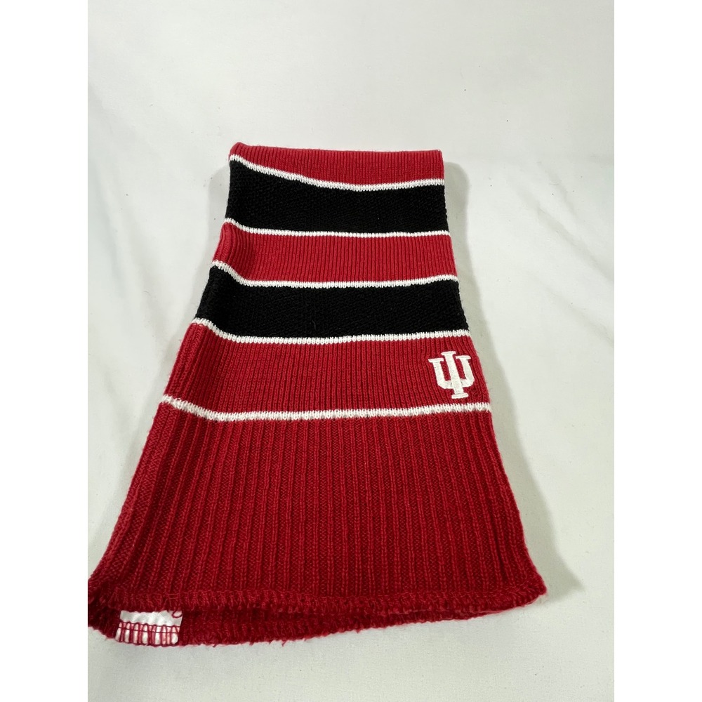 Indiana Hoosiers IU Striped Knit Scarf One Size Fits All Team Red Black White